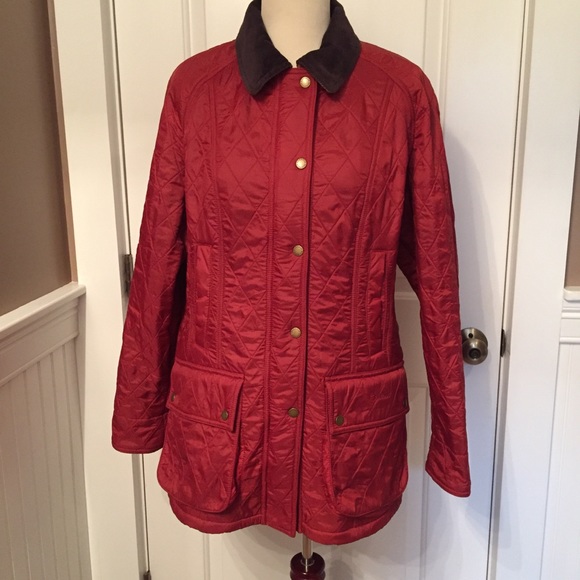 barbour red quilted jacket